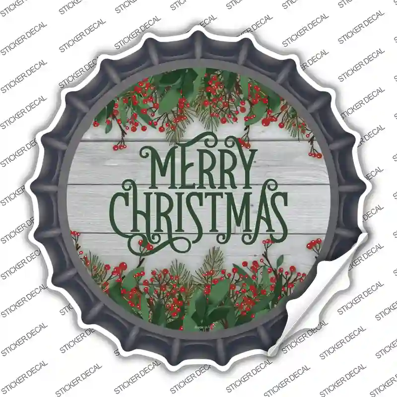 Merry Christmas Green Novelty Bottle Cap Sticker Decal