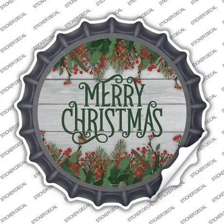 Merry Christmas Green Novelty Bottle Cap Sticker Decal