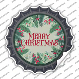 Merry Christmas Red Berries Novelty Bottle Cap Sticker Decal