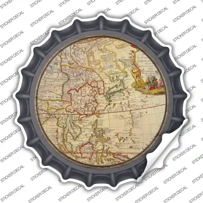 East Asia Map Novelty Bottle Cap Sticker Decal