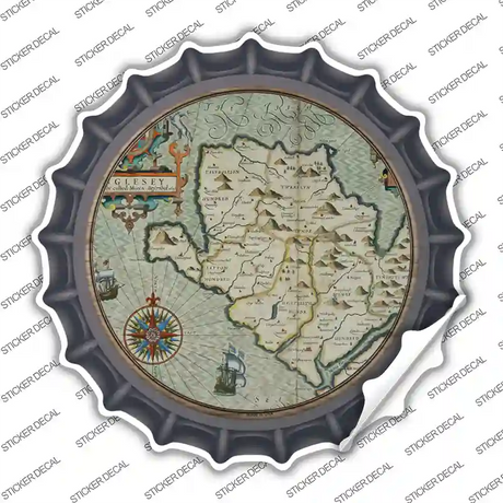 Isle of Anglesey Map Novelty Bottle Cap Sticker Decal