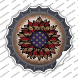 USA Flag Sunflower Novelty Bottle Cap Sticker Decal