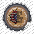 USA Flag Sunflower Home of the Free Novelty Bottle Cap Sticker Decal