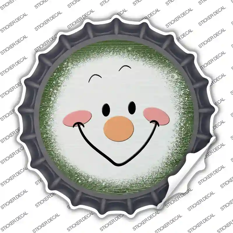Dark Green Snowman Face Novelty Bottle Cap Sticker Decal