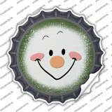 Dark Green Snowman Face Novelty Bottle Cap Sticker Decal