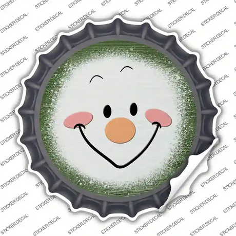 Dark Green Snowman Face Novelty Bottle Cap Sticker Decal