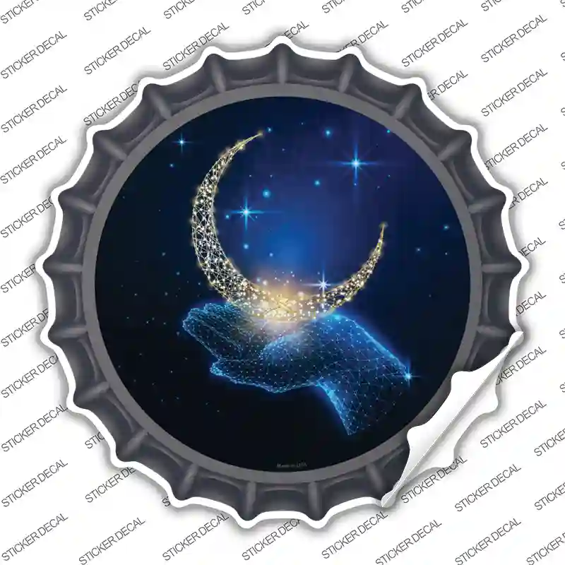 Moon In Hand Novelty Bottle Cap Sticker Decal