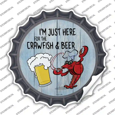 Crawfish and Beer Novelty Bottle Cap Sticker Decal
