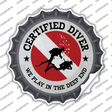 Certified Diver Deep End Novelty Bottle Cap Sticker Decal