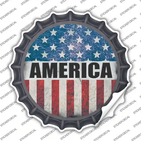 America Flag Background Novelty Bottle Cap Sticker Decal