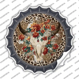 Cow Skull In Flowers Novelty Bottle Cap Sticker Decal