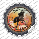 Just A Girl Loves Horses Orange Novelty Bottle Cap Sticker Decal