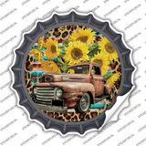 Rusty Truck With Sunflowers Novelty Bottle Cap Sticker Decal