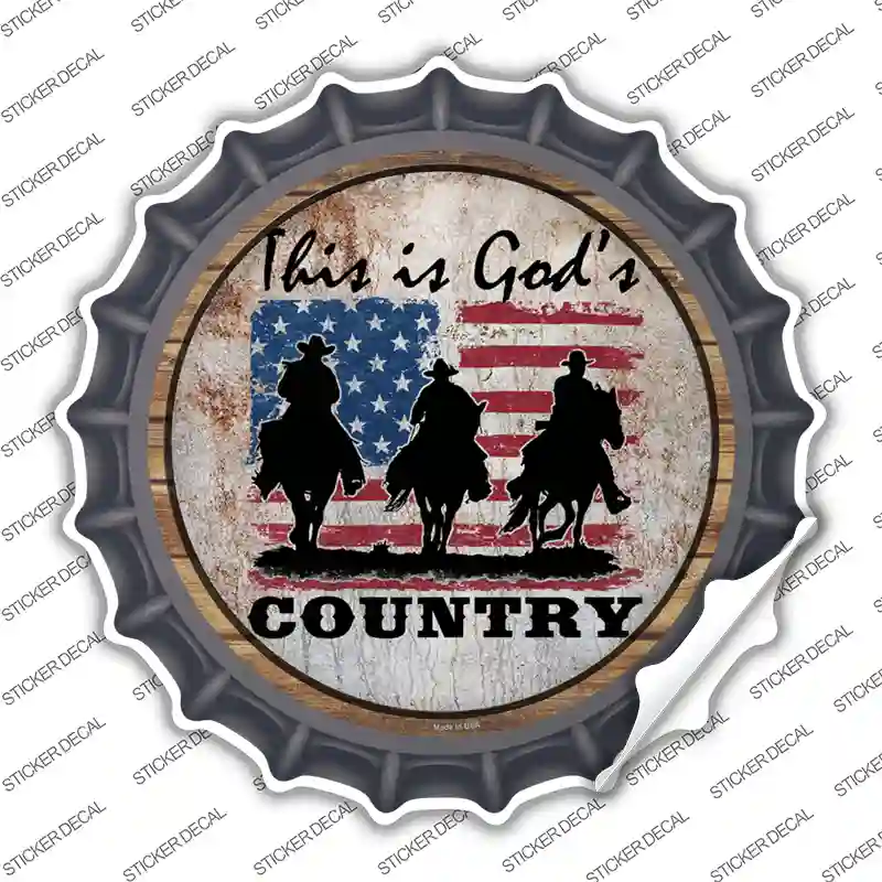 Gods Country Three Horsemen Novelty Bottle Cap Sticker Decal