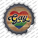Gay Heart On Wood Novelty Bottle Cap Sticker Decal