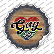 Gay AF Heart On Wood Novelty Bottle Cap Sticker Decal