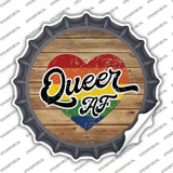 Queer AF Heart On Wood Novelty Bottle Cap Sticker Decal