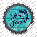 Wishin I Was Fishin Water Background Novelty Bottle Cap Sticker Decal