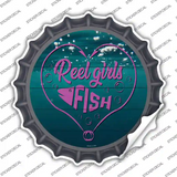 Reel Girls Fish Heart Novelty Bottle Cap Sticker Decal