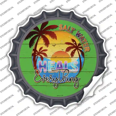 Salt Water Heals Everything Novelty Bottle Cap Sticker Decal