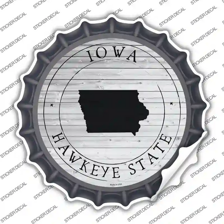 Iowa Hawkeye State Novelty Bottle Cap Sticker Decal