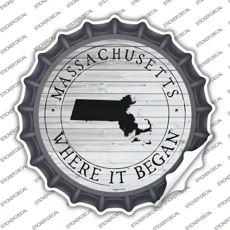 Massachusetts Where is Began Novelty Bottle Cap Sticker Decal