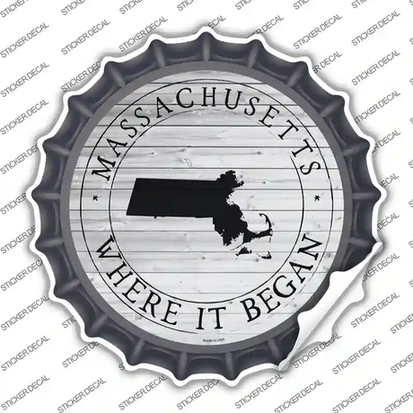 Massachusetts Where is Began Novelty Bottle Cap Sticker Decal