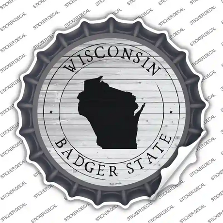 Wisconsin Badger State Novelty Bottle Cap Sticker Decal