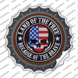 Land Of The Free American Skull Novelty Bottle Cap Sticker Decal