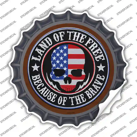 Land Of The Free American Skull Novelty Bottle Cap Sticker Decal
