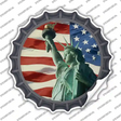 Lady Liberty American Flag Novelty Bottle Cap Sticker Decal