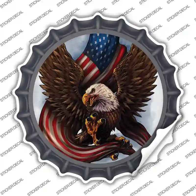 Eagle Claws American Flag Novelty Bottle Cap Sticker Decal