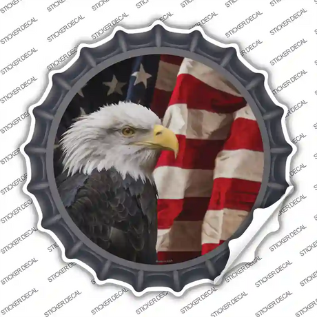 Bald Eagle American Flag Novelty Bottle Cap Sticker Decal