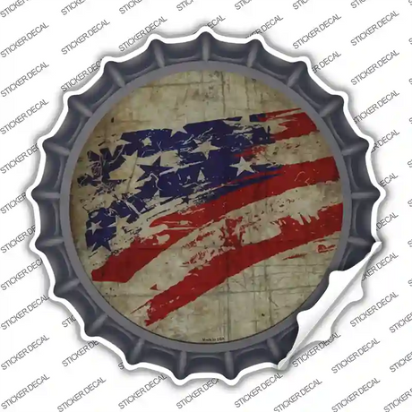 Distressed American Flag Novelty Bottle Cap Sticker Decal