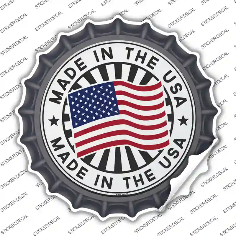 Made In The USA Novelty Bottle Cap Sticker Decal