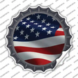 Waving American Flag Novelty Bottle Cap Sticker Decal