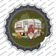 Camping Gnome Novelty Bottle Cap Sticker Decal