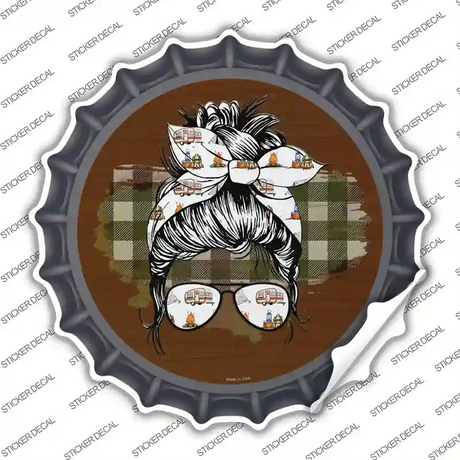 Aviator Bun Camper Print Novelty Bottle Cap Sticker Decal