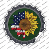 Sunflower Half American Flag Novelty Bottle Cap Sticker Decal