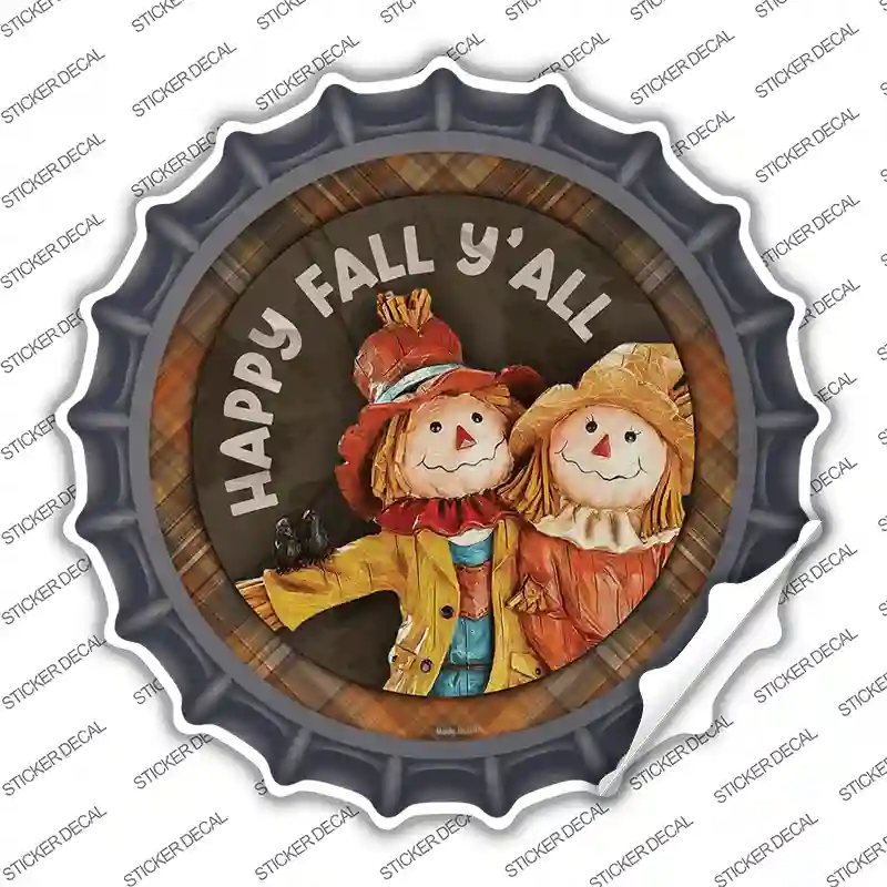 Happy Fall Yall Scarecrow Novelty Bottle Cap Sticker Decal