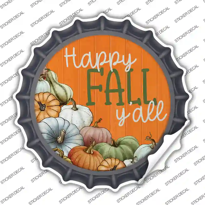 Happy Fall Yall Pumpkins Novelty Bottle Cap Sticker Decal