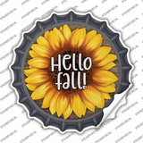 Hello Fall Sunflower Novelty Bottle Cap Sticker Decal