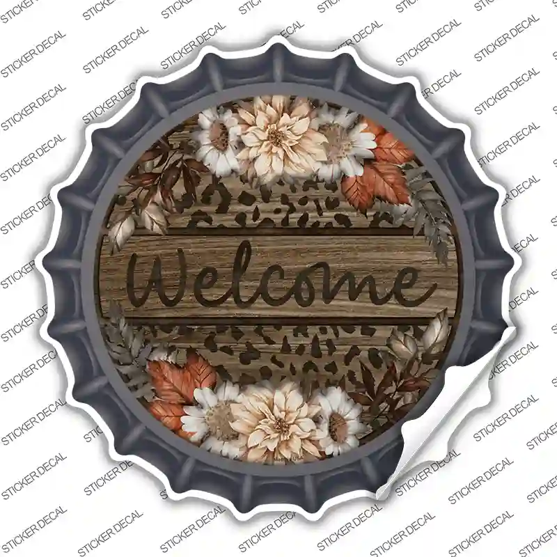 Welcome Flowers Animal Print Novelty Bottle Cap Sticker Decal