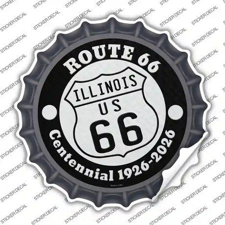 Illinois Route 66 Centennial Novelty Bottle Cap Sticker Decal