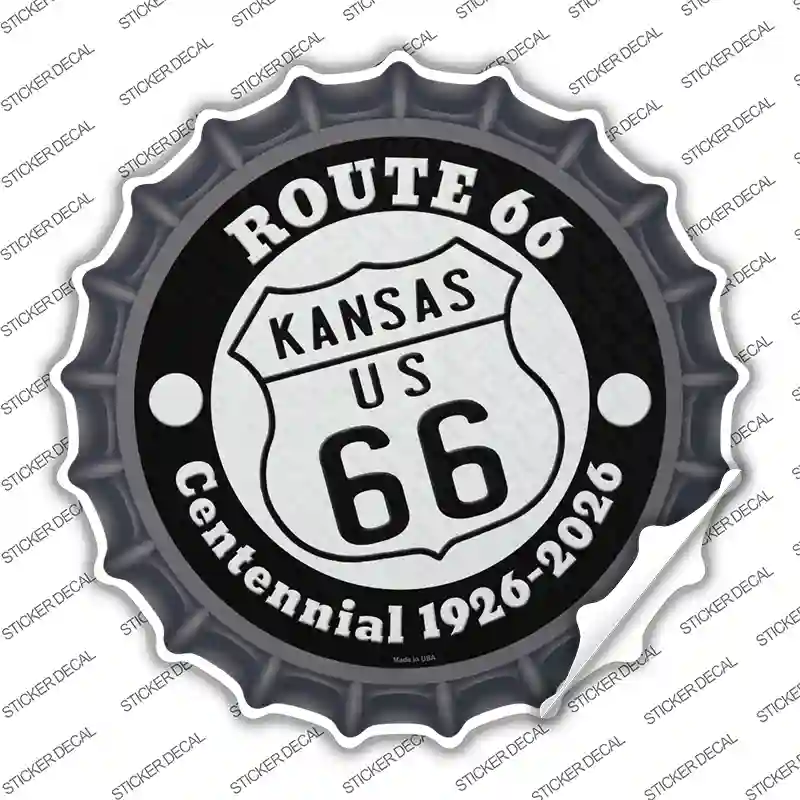 Kansas Route 66 Centennial Novelty Bottle Cap Sticker Decal
