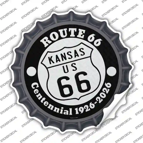 Kansas Route 66 Centennial Novelty Bottle Cap Sticker Decal