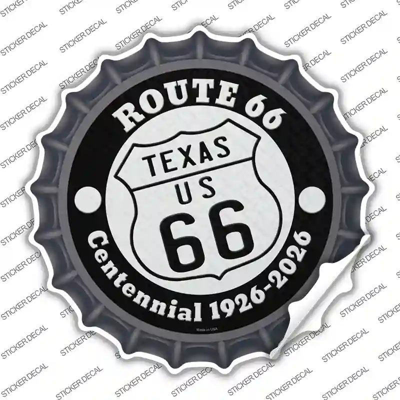 Texas Route 66 Centennial Novelty Bottle Cap Sticker Decal