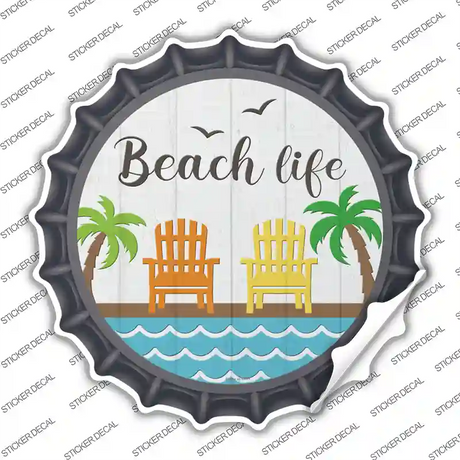 Beach Life Novelty Bottle Cap Sticker Decal