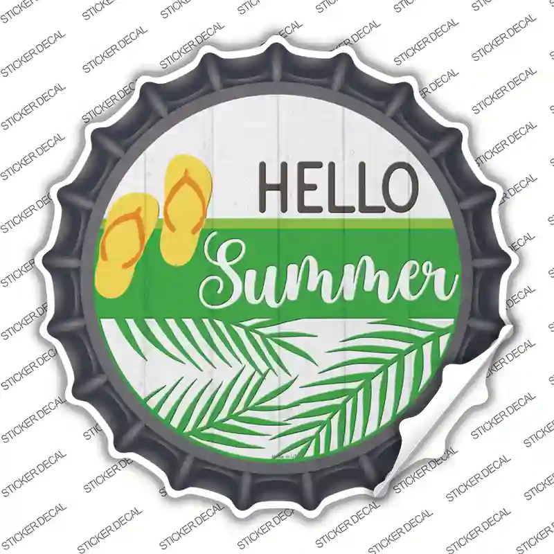 Hello Summer Flip Flops Novelty Bottle Cap Sticker Decal