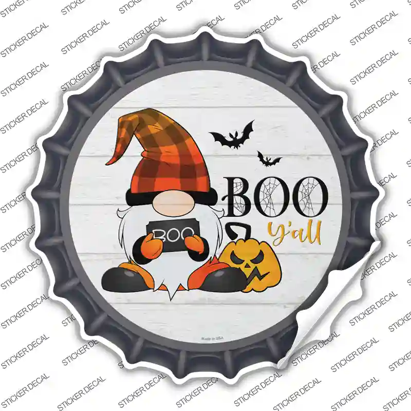 Boo Yall Spooky Gnome Novelty Bottle Cap Sticker Decal